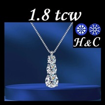 モアサナイト 1.8ct トリロジー 3連 ネックレス 1ct 1カラット H&C ハート＆キューピッド モワサナイト 人工 ダイヤモンド ダイアモンド_画像1