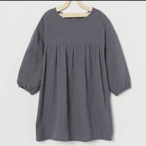 新品　タグ付き　未使用品　H&M 女の子　ワンピース　115cm オーガニックコットン　グレー　チュニック　 長袖 ナチュラル系