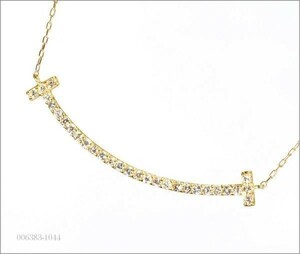 【格安】 Tスマイル ダイヤモンド ネックレス 大型 K18YG 18金製品 国内生産 2211