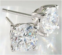 【格安】 大粒 ４つ爪 スワロフスキー ダイヤモンド ピアス レーザー刻印有 【1.0ct】 PT SVI-6SW S2121_画像3