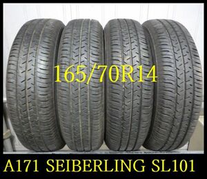 【A171】C710126 送料無料・代引き可 店頭受取可 2023/2022年製造 約8部山◆SEIBERLING(BS) SL101◆165/70R14◆4本