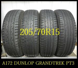 【A172】C020126 送料無料・代引き可 店頭受取可 2020年製造 約7部山 ◆DUNLOP GRANDTREK PT3◆205/70R15 ◆4本