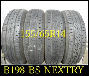 【B198】T5101064 送料無料・代引き可 店頭受取可 2022年製造 約7.5~7部山◆BS NEXTRY◆155/65R14◆4本