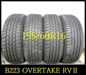 【B223】T9102174 送料無料・代引き可 店頭受取可 2021年製造 約7.5部山 ◆OVERTAKE RVII◆195/60R16 ◆4本