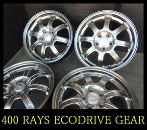 【400】T5201294▲RAYS ECODRIVE GEAR▲15x6J 5穴 PCD100 +45 4本 プリウス カローラ プレミオ など