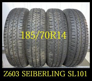 【Z603】T1101134 送料無料・代引き可 店頭受取可 2022年製造 約8部山◆SEIBERLING （BS）SL101◆185/70R14◆4本