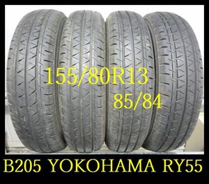 【B205】T9002174 送料無料・代引き可 店頭受取可 2022年製造 約7.5部山 ◆YOKOHAMA BluEarth -Van RY55◆155/80R13 85/84LT◆4本