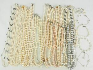 真珠 ネックレス ブレス 大量セット まとめて おまけのトップ付き シルバー 多数 048 SILVER 925 パール アコヤ 淡水