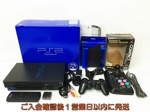 【1円】PS2 本体/スタンド/ジョイスティック セット ブラック SONY PlayStation2 SCPH-18000 未検品ジャンク プレステ2 J06-385rm/G4