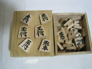  shogi piece blue . black carving on . boxed ..