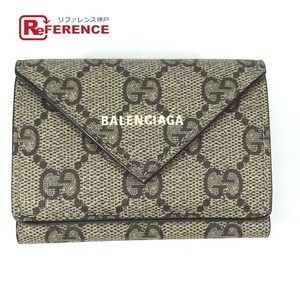 美品 GUCCI グッチ 681704 ペーパー ミニ ウォレット ザ ハッカー プロジェクト BALENCIAGA バレンシアガ コラボ 3つ折り財布【中古】