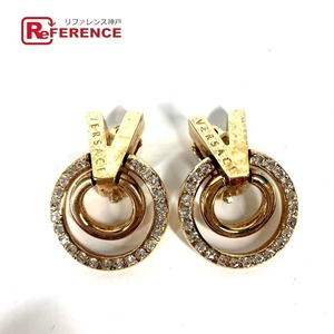 VERSACE Versace V Logo rhinestone accessory accessory earrings Gold lady's [ used ]