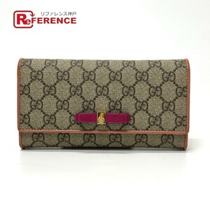 GUCCI グッチ 388679 リボン GG 2つ折り ロングウォレット 長財布 ピンク レディース【中古】