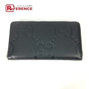 美品 GUCCI グッチ 739482 ジップウォレット ラウンドファスナー ジャンボ GG 長財布 ブラック メンズ【中古】