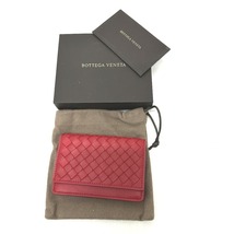 美品 BOTTEGA VENETA ボッテガヴェネタ S01516927L フラップ 名刺入れ イントレチャート カードケース レッド メンズ【中古】_画像10