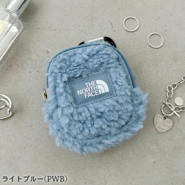 韓国限定 ザノースフェイス POUCH MINI FL フリース ミニ ポーチ モコモコポーチ ライトブルー