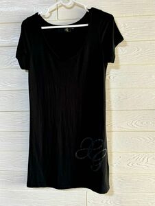 xg X-girl エックスガール　ミニワンピース　チュニック　半袖Tシャツ　ブラック カットソー 黒 Tシャツ 半袖