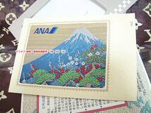 ANA　全日空　1992年　正月　搭乗記念　西陣織　富士山　ポストカード　◆　非売品　レトロ　航空会社　飛行機　エモイ　お値打品_画像1