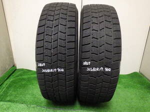 2827【中古スタッドレスタイヤ】グッドイヤー　アイスナビ7 215/60R17 2本 2022年製造　引き取り　取り付け可