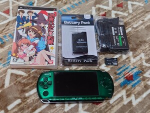 PSP 3000 本体 バッテリー 充電器 メモリースティック 涼宮ハルヒの約束