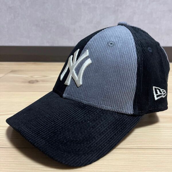 ニューエラ　NEW ERA NYヤンキース　ブラックXグレー　コーデュロイ生地