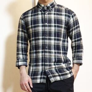 【NO.ID】定価70%OFF 八分袖チェックシャツ ノーアイディー