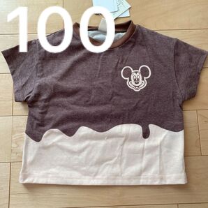 しまむら 新品未使用品タグ付き ミッキーマウス 茶色 ブラウン Tシャツ Asami アサミ あさみ 100サイズ