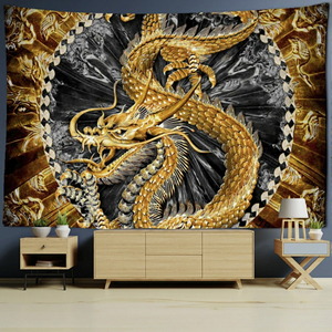  feng shui tapestry yellow gold dragon Dragon 150×100 dragon . poster entranceway wall deco wall decoration . wall art modern art 