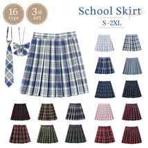 【L】【クリスマスレッド】スクールスカート チェック柄 選べる16色 43cm School プリーツスカート 制服スカート ミニ 大きいサイズ_画像1
