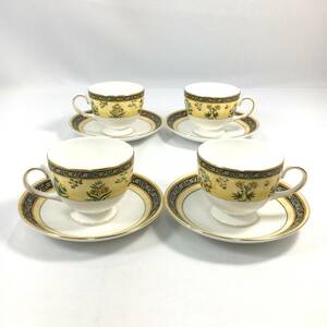 【美品】ウェッジウッド インディア ティー カップ&ソーサー ４客セット コーヒー兼用 英国製 WEDGWOOD