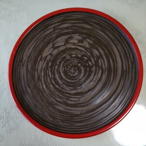  Kagawa prefecture tradition industrial arts .. paint .... paint wooden lacquer coating circle tray one tree structure . potter's wheel skill ..... style O-Bon tea utensils unused diameter approximately 30.5cm