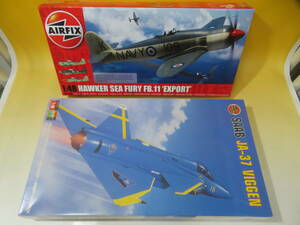 【ジャンク扱い】AIRFIX　エアフィックス　1/48 SAAB JA-37 VIGGEN/HAWKER SEA FURY FB.11 EXPORT 2点セット 1円～【プラモデル】J1 T643