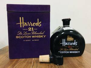 セラミックスコッチウイスキーボトル箱付き HARRODS 21 YEARS OLD SCOTCH WHISKY 未開栓古酒 4/5quart-86proof