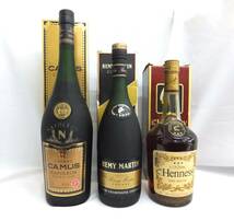 コニャック3本セット CAMUS カミュ ナポレオン 1L / REMY MARTIN レミーマルタン VSOP / Hennessy ヘネシー VERY SPECIAL _画像1