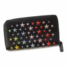 【ジミーチュウ】Jimmy Choo　スター スタッズ レザー ラウンドファスナー 長財布 ブラック レインボー 【中古】【正規品保証】201636_画像2