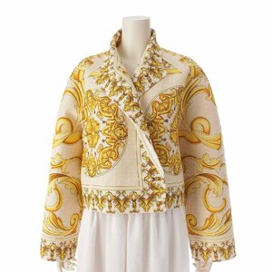 [ Fendi ]Fendi Versace collaboration fender che silk . reversible jacket yellow 38 [ used ][ regular goods guarantee ]201268
