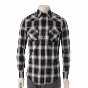 [ Celine ]Celine check Classic Fit shirt blouse 2C143362F black XS [ used ][ regular goods guarantee ]201952