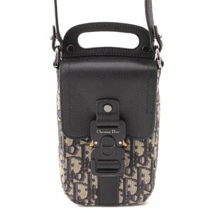 【ディオール】DIOR　メンズ オブリーク サドル バーティカルポーチ 2wayショルダーバッグ ブラック 【中古】【正規品保証】200092