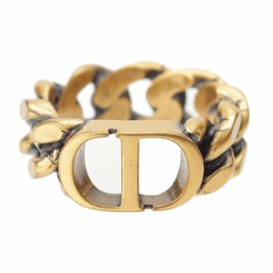 【クリスチャンディオール】Christian Dior　CDロゴ チェーン モチーフ リング 指輪 アンティークゴールド L13.5号 【中古】199175
