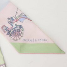 【エルメス】Hermes　21SS ツイリー シルクスカーフ VOITURES EXQUISES 精巧な馬車 ピンク 未使用【中古】【正規品保証】199132_画像2