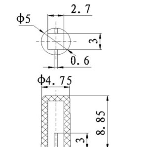 プッシュスイッチ用ボタン 外径5mm 内孔サイズ3mm x 2.7mm 10個セット (グレー)の画像3