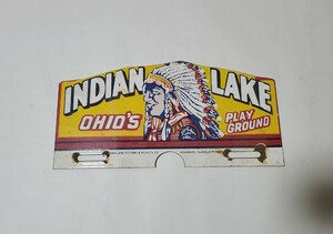 《ヴィンテージ調》「インディアン・レイク・オハイオ」／看板／ブリキ地・ホーロー加工／アメリカン風ブリキ看板