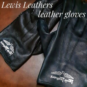  most price! superior article!.33000 jpy!. road Vintage design! rare old tag! Lewis Leathers high class kau leather glove gloves! England made! black! black XS