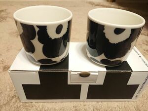 新品 箱入り マリメッコ ラテマグ marimekko ウニッコ柄 2個セット ネイビー 定価6600円 ギフトラッピング