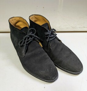 22121　BURBERRY　靴　チャッカブーツ　ブラック　スエード風　26cm