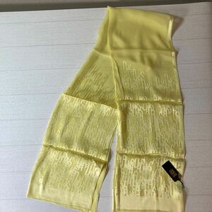 未使用　ダックス　スカーフ　シルク混　黄色　アルファベットロゴ　全長:約168cm　幅:約53cm