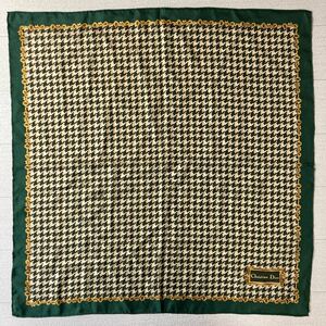 クリスチャンディオール　スカーフ　千鳥格子　チェーン　緑系　約58×57cm