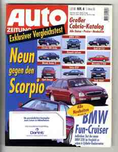 【d1293】95.2.3 Nr.4 AUTO ZEITUNG／BMW 328iクーペ、フォードスコーピオ/アウディA6/BMW 5シリーズ/シトロエンXM/...、、...