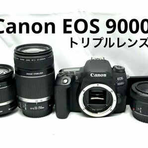 ショット数1,500！Canon EOS 9000D トリプルズームレンズキット♪お買い得セット♪撮ったその場でスマホに送れます♪