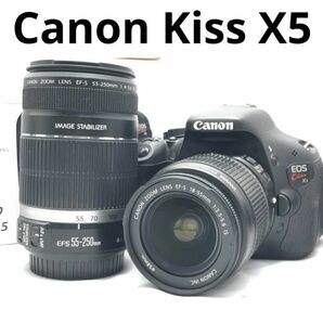 即撮影可♪Canon EOS kiss X5 ダブルズームレンズキット♪近距離から望遠まで撮れる♪安心フルセット♪
